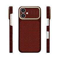 Başkenttekno iPhone 16 Uyumlu Magsafe Destekli iPhone 18 Pro Max Görünümlü Karbon Fiber Görünümlü Dokulu Nexel Bordo 