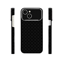 Başkenttekno iPhone 14 Kılıf MagSafe Şarj Premium Retro Çiçek Desenli Kamera Ve Lens Korumalı Velix Sert Siyah 