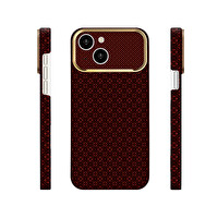 Başkenttekno iPhone 14 Kılıf MagSafe Şarj Premium Retro Çiçek Desenli Kamera Ve Lens Korumalı Velix Sert Bordo 