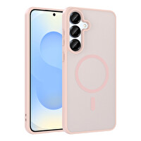 Başkenttekno Samsung Galaxy A36 Kılıf Mat Magsafe Şarj Hassas Butonlu Renkli Yumuşak Kenarlı Premium Babet Kapak Pembe