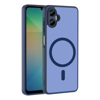 Başkenttekno Samsung Galaxy A06 Uyumlu Kılıf Mat Magsafe Şarj Hassas Butonlu Yumuşak Kenarlı Premium Kapak Lacivert 