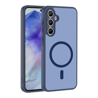 Başkenttekno Samsung Galaxy A55 Uyumlu Kılıf Mat Magsafe Şarj Hassas Butonlu Yumuşak Kenarlı Premium Kapak Lacivert 