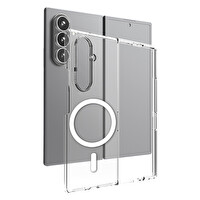 Başkenttekno Samsung Galaxy Z Fold 7 Kılıf Kamera Korumalı Kablosuz Şarj Özellikli Sararmaz Sert PC Porto Kapak Şeffaf