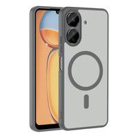 Başkenttekno Xiaomi Poco C65 Uyumlu Kılıf Mat Magsafe Şarj Hassas Butonlu Renkli Yumuşak Kenarlı Premium Kapak Gri 