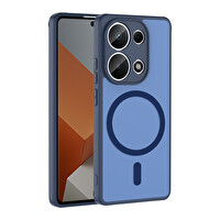 Başkenttekno Xiaomi Redmi Note 13 Pro 4G Uyumlu Kılıf Mat Magsafe Şarj Hassas Butonlu Yumuşak Kenarlı Babet Lacivert 