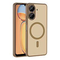 Başkenttekno Xiaomi Redmi 13C Uyumlu Kılıf Mat Magsafe Şarj Hassas Butonlu Yumuşak Kenarlı Babet Kapak Kahverengi