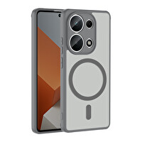 Başkenttekno Xiaomi Redmi Note 13 Pro 4G Uyumlu Kılıf Mat Magsafe Şarj Hassas Butonlu Yumuşak Kenarlı Babet Kapak Gri 