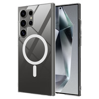 Başkenttekno Samsung Galaxy S26 Ultra Kılıf Kamera Korumalı Kablosuz Şarj Özellikli Sararmaz Sert PC Porto Kapak Şeffaf