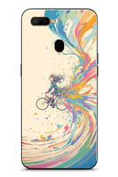 Le Balvo Oppo A5S Uyumlu Rengarenk Bisikletli Kız Baskılı Silikon Kılıf
