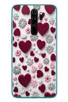 Le Balvo Redmi Note 8 Pro Uyumlu Kırmızı ve Pembe Kalpler Baskılı Silikon Kılıf