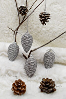 Waldern Gümüş Kozalak Paketi 7 CM Yılbaşı Çam Ağacı Süsü