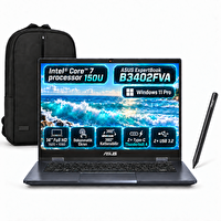 Asus ExperTBook B3402FVA-C716512B0D Intel Core 7-150U 24 GB RAM 1 TB 14" FHD W11 Pro Notebook Kalem - Snertech Çanta