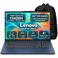 Lenovo IdeaPad Slim 3 83K2001RTR S1 Intel Core i5-13420H 8 GB RAM 512 GB SSD 16" W11 Pro Notebook-Snertech Çanta