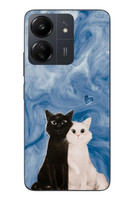 Le Balvo Redmi 13C Uyumlu Siyah ve Beyaz Kedi Baskılı Silikon Kılıf