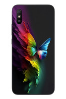 Le Balvo Redmi 9A Uyumlu Gökkuşağı Kelebeği Baskılı Silikon Kılıf