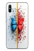 Le Balvo Redmi 9A Uyumlu Kırmızı Mavi Kelebek Baskılı Silikon Kılıf