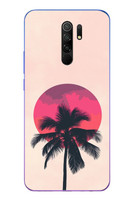 Le Balvo Redmi 9 Uyumlu Palmiye Kırmızı Ay Baskılı Silikon Kılıf