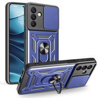 Başkenttekno Samsung Galaxy A26 Kılıf Magnetik Standlı Kamera Korumalı Sürgülü Vega Kapak Mavi