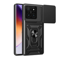 Başkenttekno Xiaomi 14T Kılıf Magnetik Standlı Kamera Korumalı Sürgülü Vega Kapak Siyah 