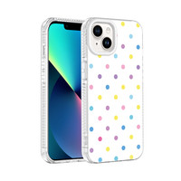 Başkenttekno iPhone 13 Airbag Korumalı Darbe Emici Puantiye Desenli Potik Sert PC Arka Kapak Beyaz