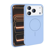 Başkenttekno iPhone 18 Pro Max Manyetik MagSafe Şarj Metal Kamera Korumalı Edi Silikon Soft Silikon Kılıf Açık Mavi
