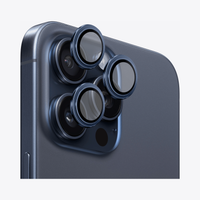 Safeus iPhone 15 Pro Max - 15 Pro ile Uyumlu Safir Temperli Kamera Lens Koruyucu Mavi Titanyum Lacivert 