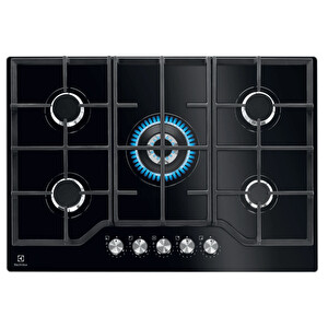 Electrolux KGG75362K 600 Serisi StepPower 75 cm Döküm Izgaralı WOK Bekli Siyah Cam Gazlı Ankastre Ocak
