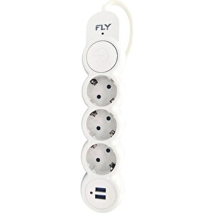 FLY FLY-3393-01 Termal Akım Korumalı 2 M 2 USB 2.1 A 3'lü Priz Uzatma Kablosu
