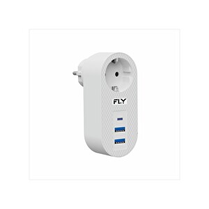 FLY FLY-3400-01 Akım Korumalı 2.1 A 1xPriz 2xUSB 1xUSB Type-C Soket