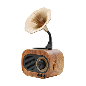Winex Wireless Nostalji Gramafon Speaker Fm Radyo SD Kart USB 3.5MM Aux Girişli Bluetooth Hoparlör