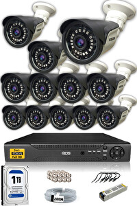 IDS Cepten İzle 12 Kameralı 5 MP Sony Lensli FHD Gece Görüşlü Güvenlik Kamerası Sistemi DS-2015HDSET12