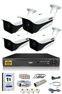 IDS 4 Kameralı 5 MP Sony Lensli 1080p Full HD Cepten İzle 1 TB Dış Güvenlik Kamerası Sistemi DS-7070HD-SET4-1TB