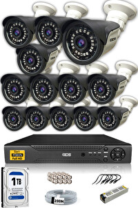 IDS 13 Kameralı 5 MP Sony Lensli FHD Gece Görüşlü Cepten İzle Güvenlik Kamerası Sistemi DS-2015HDSET13