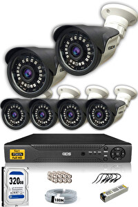 IDS 6 Kameralı 5 MP Sony Lensli FHD Gece Görüşlü Cepten İzle Güvenlik Kamerası Sistemi DS-2015HDSET6