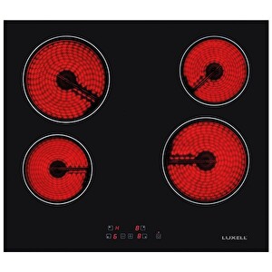 Luxell V6-04T 60 CM 4 Gözlü Vi̇troserami̇k Elektri̇kli̇ Siyah Ankastre Ocak