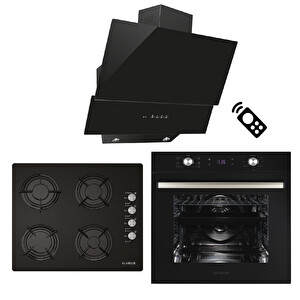 Alveus Premium Si̇yah Ankastre Set (ALV MFA 627 + ALV GLS 640 + ALV MOD 3000)