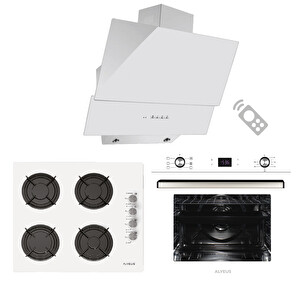 Alveus Platinum Beyaz Ankastre Set (ALV MFA 627 + ALV GLS 640 + ALV MOD 3000)