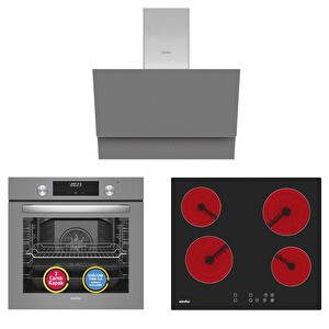 Simfer 9 Fonksiyon QS Dijital Power Turbo Gri Elektrikli 3'lü Ankastre Set (8223 - 3970 - 8736)