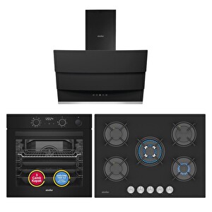 Simfer 0+10 Fonksiyon Steam Master Siyah 3'lü Ankastre Set (8244 - 3750 - 8678)