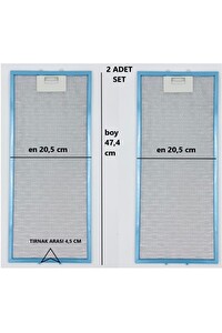 20,5 X47,4 Cm Ankastre Aspiratör Davlumbaz Alüminyum Yağ Filtresi 2 Adet Set