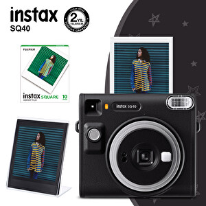 Fujifilm Instax SQ40 Siyah Fotoğraf Makinesi 10'lu Kare Film ve