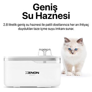 Xenon Smart Akıllı Otomatik Kedi Su Çeşmesi Geniş Hazneli Led