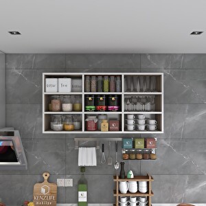 Kenzlife Hortus32 60x120x32 CM Cordoba Raflı Kapaksız Arkalıklı