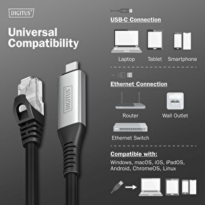 Digitus 1 Gbit-S 10 M USB 3.2 Gen1 LSZH - USB-C - RJ45 CAT 6A S