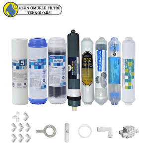 Purefer Açık Kasa Çift Karbon Sertifikalı 8'li B12 Alkali+Detox+Platinium Mebran Şeffaf 4'lü Mineral