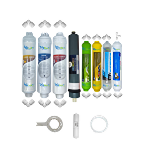 Pemax Water Solutions Kapalı Kasa Su Arıtma Cihazlarına Uygun Eco 8'li Platinium Mebran Alkali-Mineral-Detox Set