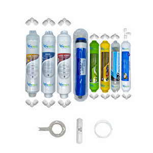 Pemax Water Solutions Kapalı Kasa Su Arıtma Cihazları Uygun Eco 8'li ReVerse Osmosis Mebran Alkali-Mineral-Detox-Set