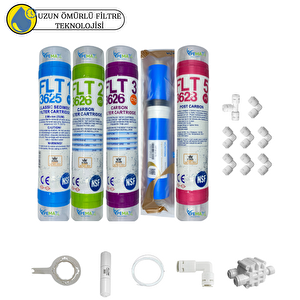 Pemax Water Solutions Kapalı Kasa Su Arıtma Cihazlarına Uygun Sertifikalı 5'li Vontron 4000 TDS Mebran 12" 4'lü Set