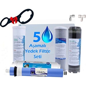 Sulook Aura Cebilon Açık Kasa Su Arıtmauyumlu 5'li Lüx 10" Filtre Seti 80Gpd LG Membranlı