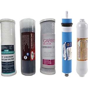 Sulook E-Water Su Arıtma Cihazı Filtresi 5'li Filtre Seti Çift Karbonlu
